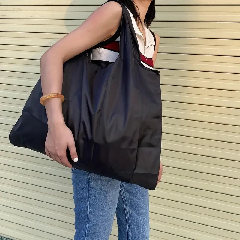 Large Capacity Foldable Portable Supermarket Environmentally Friendly Shopping Grocery Bag, Waterproof Shoulder Storage Bag Quick Pick Grocers