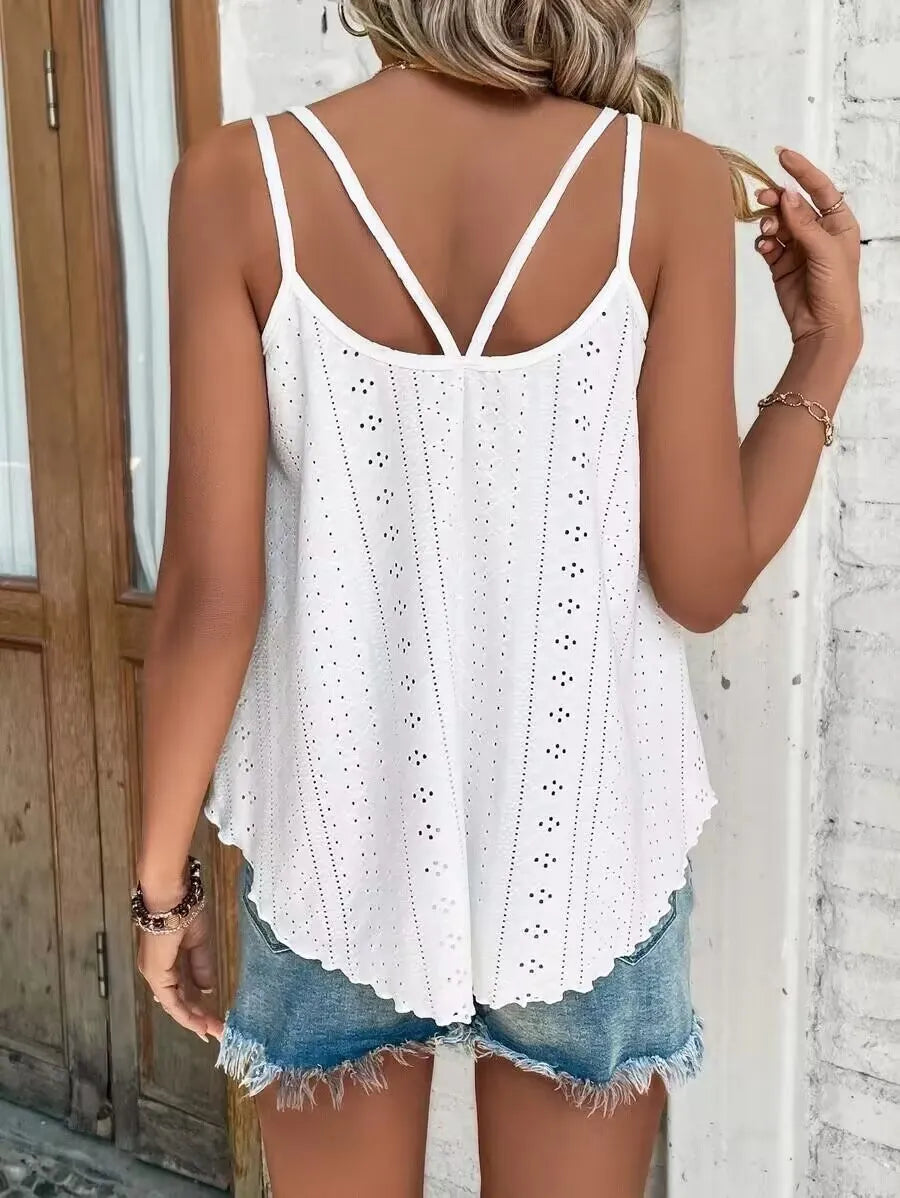Large Big 5xl Women Leisure Simple Boho Camis Tops Women's Hollow Out Top Pullovers New Summer Casual Beach Shirts Clothing Quick Pick Grocers
