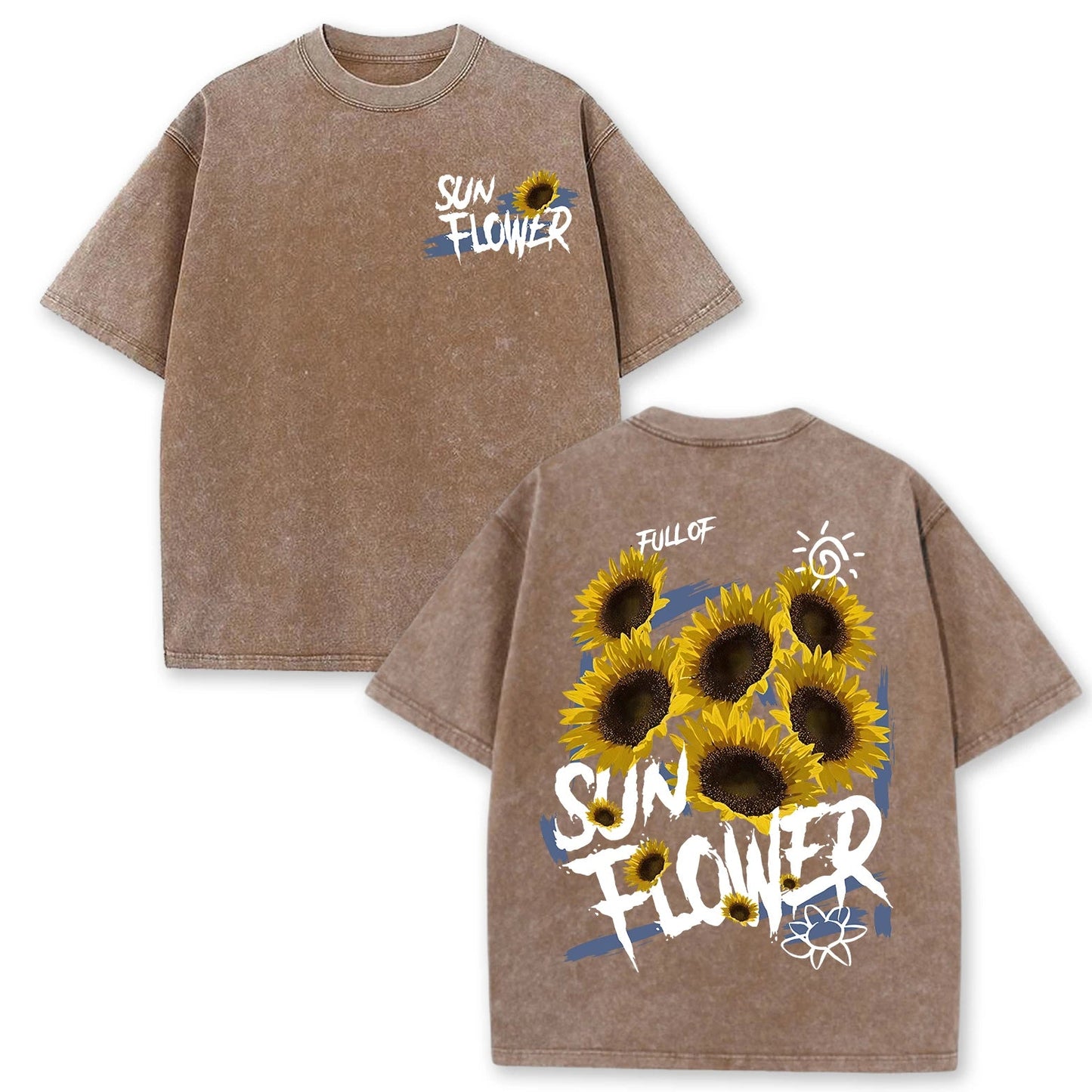 Lift Is Good Beautiful Sunflower Print Washed T Shirts Women Soft Cotton T-Shirt Street Creative Short Sleeve Summer Casual Tops Quick Pick Grocers