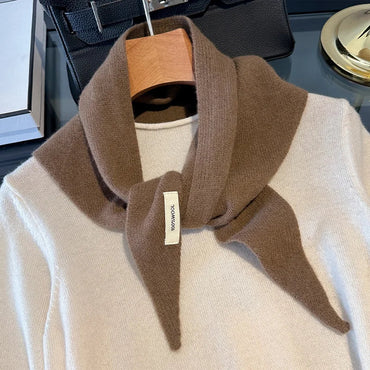 Knitted Scarf Women 100% Wool Winter Warm Scarves Bright Solid Color Design Thickened Shawl Soft Triangle Pashmina Neck 2025 NEW Quick Pick Grocers