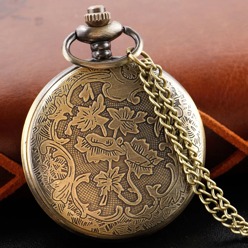 Bronze Antique Hollow Steel Quartz Pocket Watch - God's Land Decrypted Map - Best Gift Clock Selection for Men and Women Quick Pick Grocers