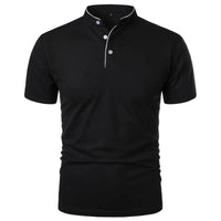 New Men's Short Sleeve Collar Polo Shirts Summer Solid Color Casual Polo Shirt Trendy Breathable Loose Basic Splice Oversize Top Quick Pick Grocers
