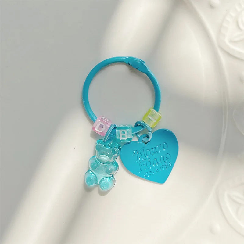 10pcs Metal Keyrings Buckle With Stars Bear Pendant Colored Keychain For Diy Jewelry Making Key Ring Accessories Wholesale Econic Blanks