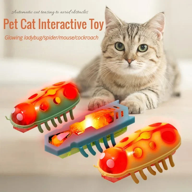 Pet Interactive Mini Electric Bug Cat Toy Kitten Escape Obstacle Automatic Flip Toy Battery Operated Vibration Beetle Supplies Econic Blanks