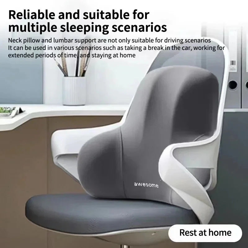 Memory Foam Lumbar Back Cushion for Car Office Gaming Chairs and Postpartum Waist Support Multi Functional Pain Relief Pillow Econic Blanks