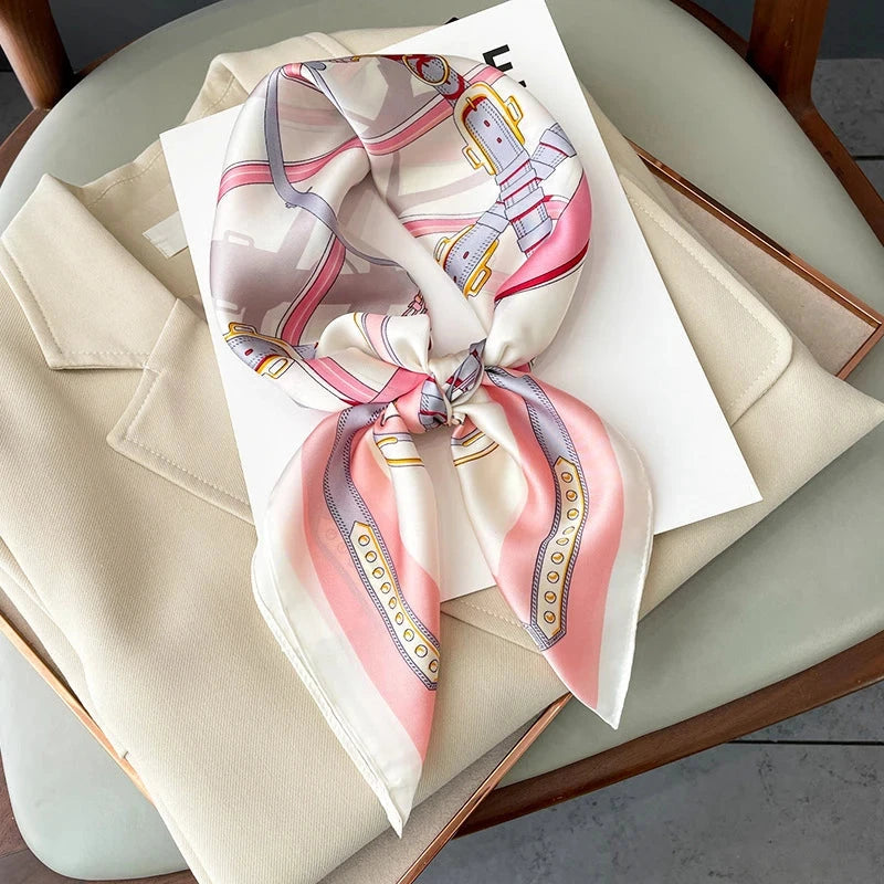Neckerchief Female Luxury Square Scarf for Women Silk Feeling Shawl Satin Hijab Fashion Wraps Hair Bands Ribbon Headband Bandann Econic Blanks