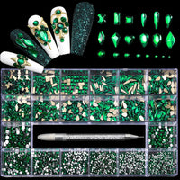 21 grid nail art diamond flat bottom glass diamond multi-style special-shaped diamond shiny nail rhinestone DIY nail art jewelry Econic Blanks