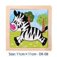 11cm/4.33in Kids Wooden Jigsaw Puzzle Games Cartoon Animal Vehicle Pattern Children Montessori Educational Toys Econic Blanks