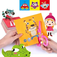 48Pcs Handmade Paper Cut Book Kids Craft Toys DIY Cartoon Scrapbooking Paper Art Toys Kids Learning Toys for Children Gifts Econic Blanks