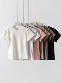 Basic T Shirts Women Cotton Slim Fit White Tops Summer Black Tees Crew Neck 100% Cotton T Shirt For Women Plain T-shirts Soft Quick Pick Grocers