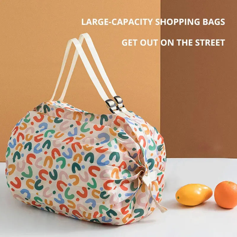 1pc Foldable Shopping Bag Eco-friendly Waterproof Portable Storage Bag Large Capacity Handbag Oversized Storage Bag For Travel Quick Pick Grocers