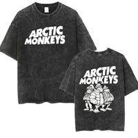 Retro Rock Arctic Monkeys Music Album Graphic T-Shrit Men's Vintage Washed Oversized Short Sleeve T Shirt Y2k Hip Hop Streetwear Quick Pick Grocers