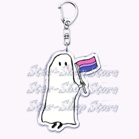 Cute Lgbt Halloween Keychain for Accessories Bag Gay Pride Lgbtq Spooky Ghost Lesbian Keyring Jewelry Rainbow Fans Friends Gifts Quick Pick Grocers