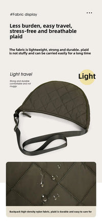 Waist Half Moon Belt Bag Solid Color Crossbody Bag Large Capacity Shoulder Bags Portable Nylon Plaid Travel Bags for Commuting Quick Pick Grocers