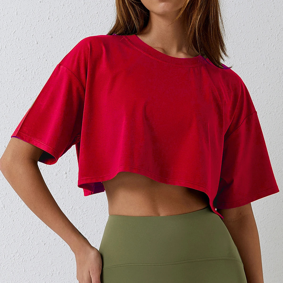 Cotton Women Short Sleeve Dance Running Clothes Yoga Fitness Crop Top  Navel Baring New Sport T-shirt Loose Gym Workout Shirts Quick Pick Grocers