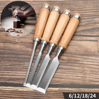 4Pcs Wood Carving Chisels Set Professional for Woodworking - 8/12/16/20mm Comfortable Beech Handle Wood Chisel with Wood Handles