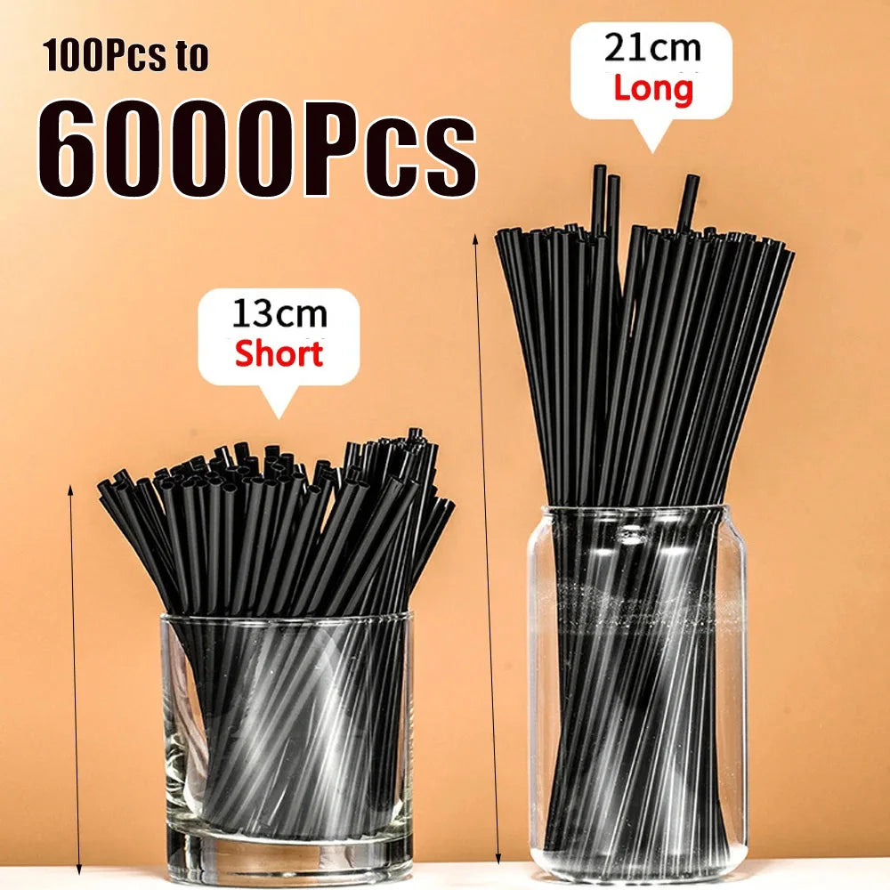50-6000PCS Black Straws Flexible Drinking Straws Cocktail Straws plastique Drink Tube Straw for Wedding Tea bar Party Wholesale Quick Pick Grocers