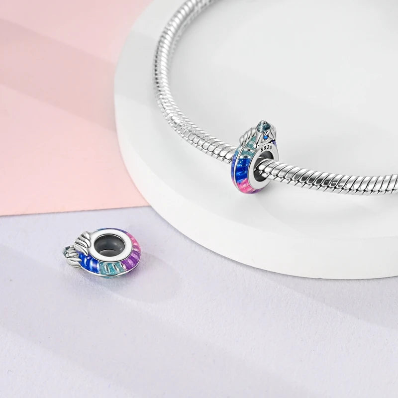 100% 925 Sterling Silver Rainbow Zircon Colorful Butterfly Dragon Shaped Silicone Stopper Charms Beads Fit DIY Bracelets Jewelry Econic Blanks