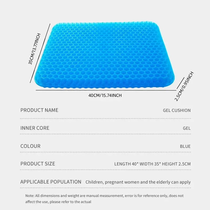 Gel Seat Cushion Summer Breathable Honeycomb Design For Pressure Relief Back Tailbone Pain - Home Office Wheelchair Chair Cars Econic Blanks