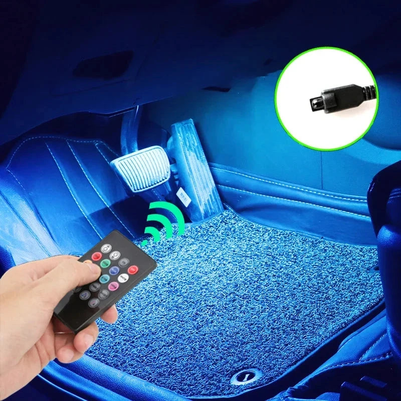Neon LED Car Interior Ambient Foot Strip Light Kit Accessories RGB Backlight Remote App Music Control Auto Decorative Lamp Econic Blanks