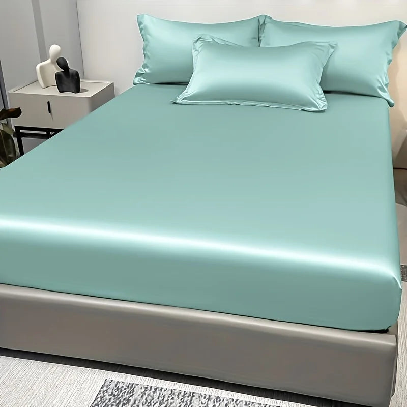 Modern Satin Fitted Sheet Ice Silk Bedspread Quick Pick Grocers