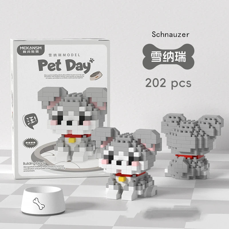 18 Styles Little Dog Cat Cute Pet Small Building Block Model Series Ornaments Children's Toys Miniature Bricks Quick Pick Grocers