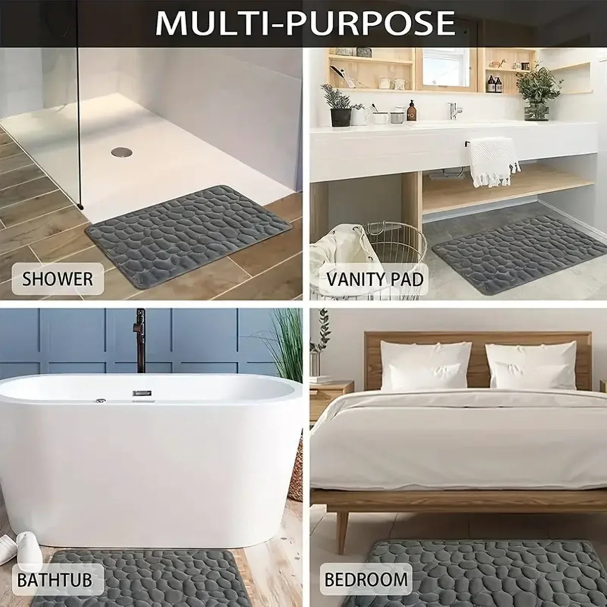 3D Non Slip Bathroom Mat Bath Mats Absorbent Doormat Carpet Cobblestone Embossed Door Floor Mats Machine Washable Quick Drying Quick Pick Grocers