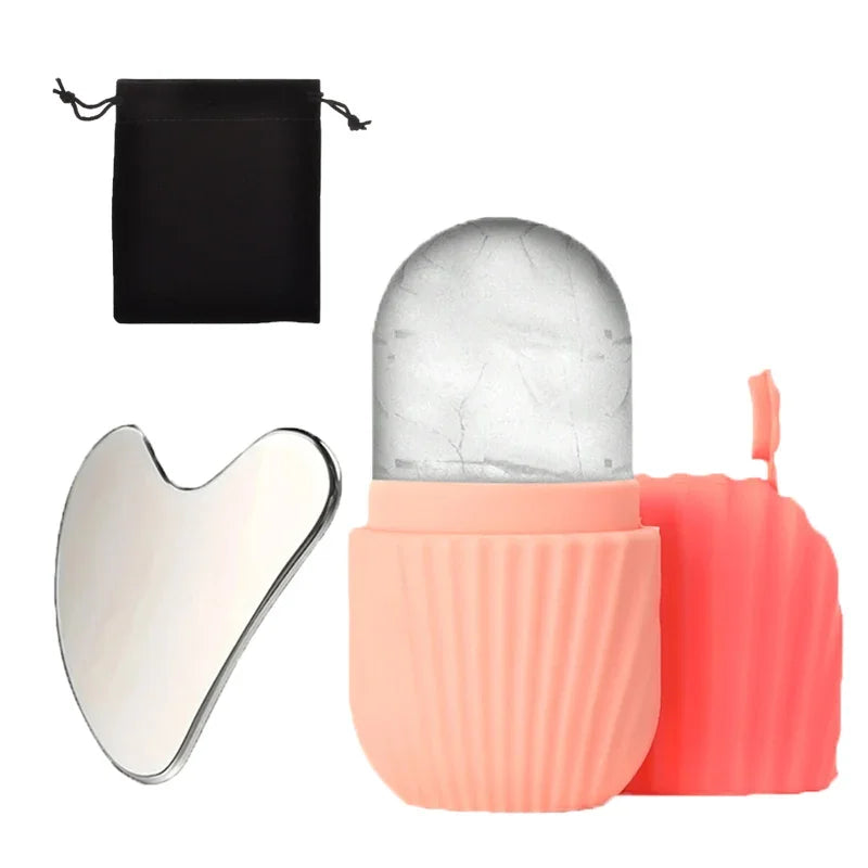 1/3PCS Ice Face Roller Stainless Steel Gua Sha Board Set Facial Massager Face Massage Roller Face Lifting Beauty Skin Care Tools Quick Pick Grocers