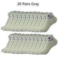 5/10/20 Pairs Men Ankle Socks Cotton Brand Classic Fashion Black White Socks Breathable Mesh Athletic Sports Socks for Summer Quick Pick Grocers