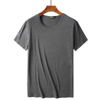 2 Packs Bamboo Fiber Round Neck T-shirts Short Sleeve Classic Tees Sweat-absorbent Gym Man Undershirt Solid Color Tee Black New Quick Pick Grocers