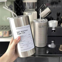 Portable 600ml Thermos Cup 304 Stainless Steel Coffee Mug Thermal Leak-proof Water Bottle with Straw Insulated Bottle Drinkware Quick Pick Grocers