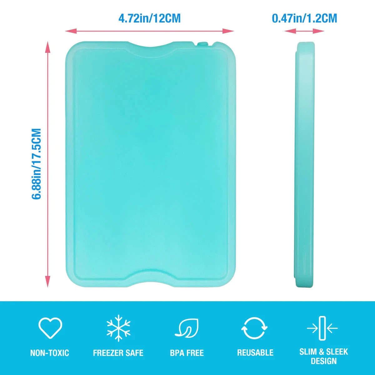 4 Ice packs for Lunch Box, Freezer Ice packs Slim Long Lasting Cool packs for Lunch Bags and Cooler Econic Blanks