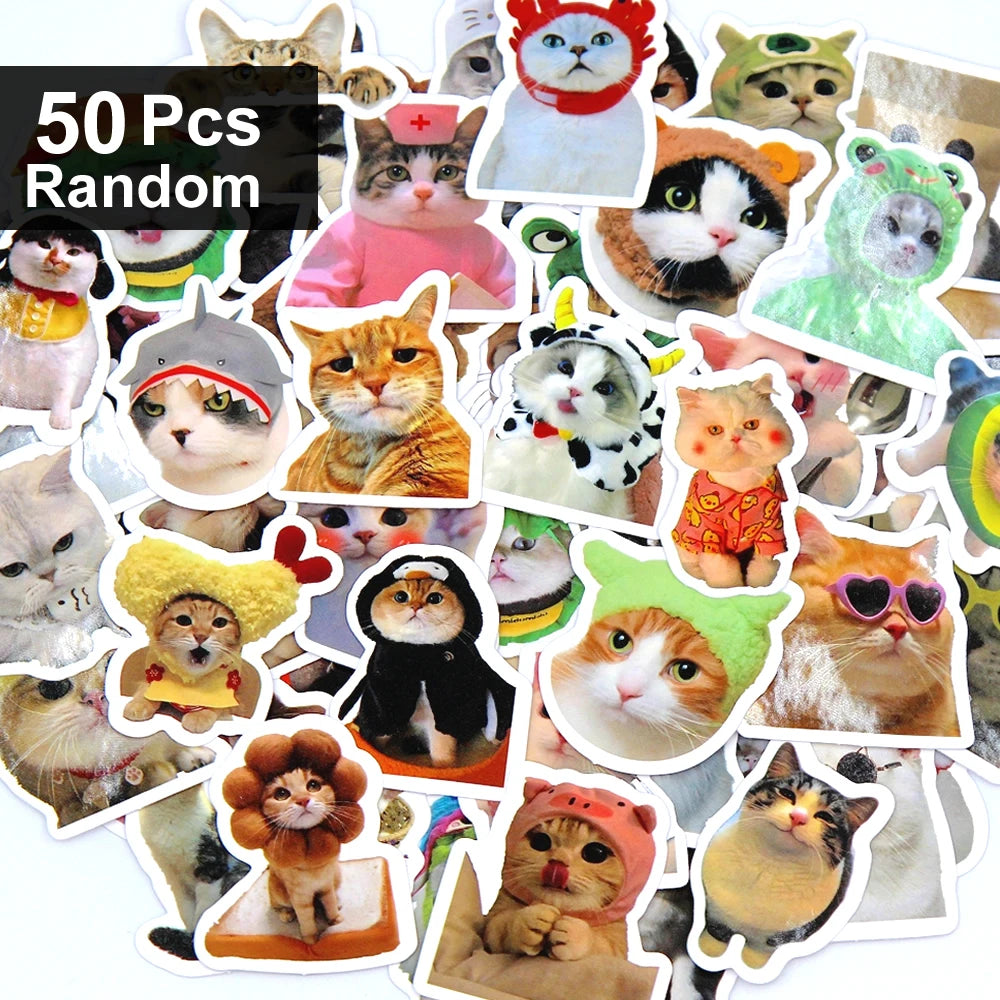 100/500/1000pcs Funny Cat Stickers Cartoon Cute Decals Toy Stationery Guitar Phone Bicycle Laptop Luggage Graffiti Kids Sticker Quick Pick Grocers