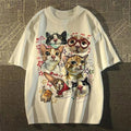 American Retro Fun Cartoon Cat Print Short-sleeved T-shirt Women's Summer Loose Top T-shirt Graphic T Shirts Women Clothing Y2K Quick Pick Grocers