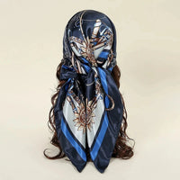 Satin Square Scarf Women Muslim Hijab Elegant 2025 Print Silk Neckerchief Shawl Wraps Headband Handle Hair Accessories Bandana Econic Blanks