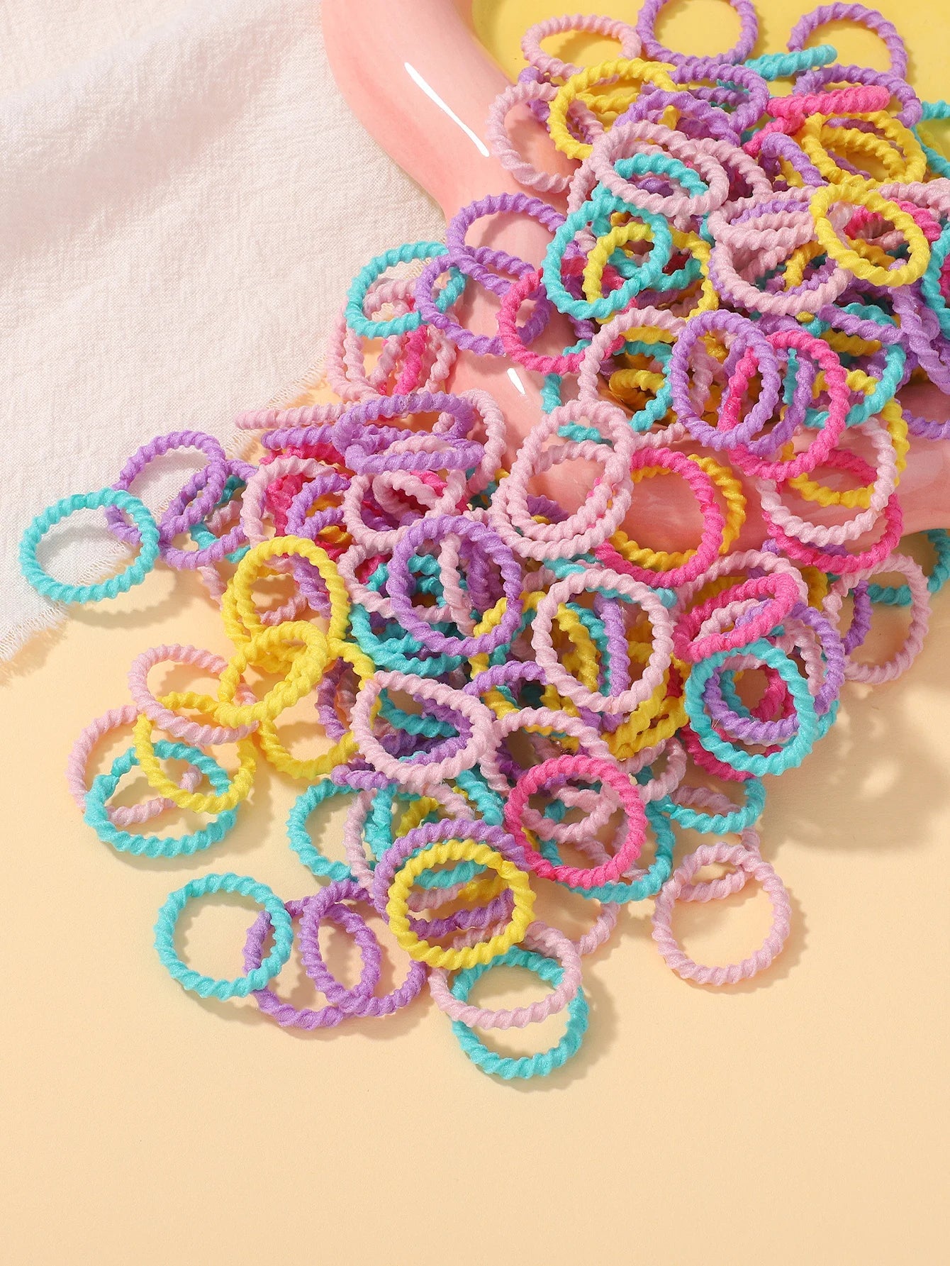 100pcs Toddler Kids Colorful Rubber Band Set 2cm High Elastic Thumb Rings That Don't Hurt Hair Baby Scrunchies Small Thread Purest Peak