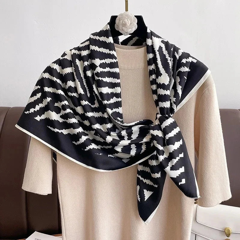 90*90Cm Square Scarf Twill Silk Feeling Women Head Shawls and Wraps Luxury Hair Tree Print Neck Scarves Hijab Bandana Pashmina Econic Blanks