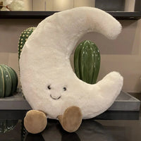 Adorable Smile Face White Moon Yellow Sun Plushie Stuffed Cute Cartoon Weather Plush Toy for Kid Bedroom Decor Sofa Throw Pillow Econic Blanks
