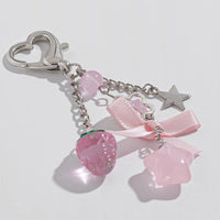 Y2K Fashion Flower Star Love Bow Strawberry Pendant Acrylic Keychain Student Women's Bag Backpack Pants Chain Accessories Econic Blanks