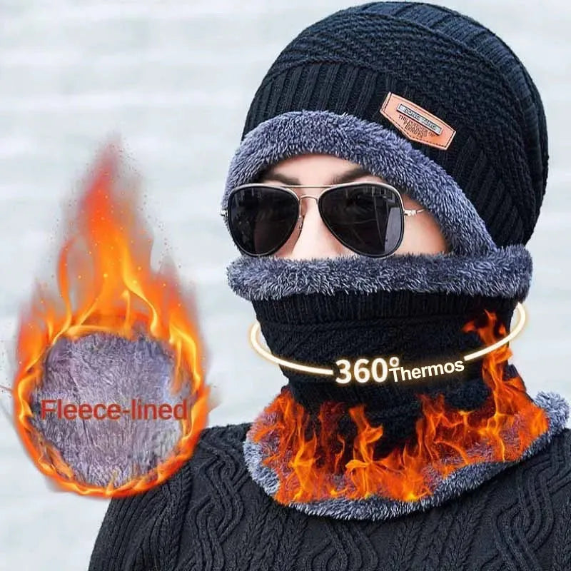 Winter Fleece Scarf Hats Thicken Plush Warm Beanies Wool Knit Caps Men Women Outdoor Cycling Ski Cold Protection Neck Mask Hat Quick Pick Grocers