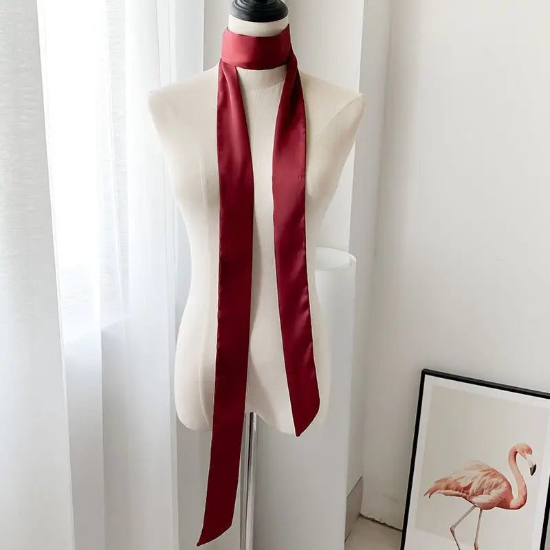 5x200cm Satin Silk Narrow Scarf Neckerchief Solid Neck Scarves Long Silk Thin Scarf Head Neck Hair Band Bag Ribbon Headbands DIY Quick Pick Grocers