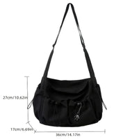 Fashionable Crossbody Bag with Drawstring Accent - Spacious & Secure Zipper Closure - Includes Stylish Bag Charm Quick Pick Grocers