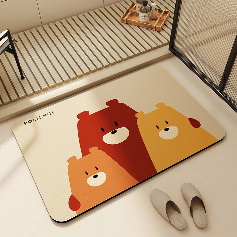 Diatomaceous Earth Bath Mat Bathroom Rug Absorbent Non-slip Floor Foot Mats Quick Dry Shower Carpet Toilet Pad Doormat Washable Econic Blanks