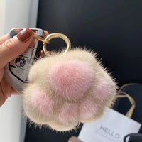 Cat Paw Pendant Keychain Couple Keychain Fluffy Faux Fur Keychain Charm Cute Soft Plush Toy Key Ring Backpack Car Key Pendant Econic Blanks