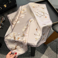 2025 Fashion 100% Real Silk Scarf 53cm Square Bandelet Women's Silk Temperament Small Scarf Neck Decorative Wrap Printed Scarves Quick Pick Grocers