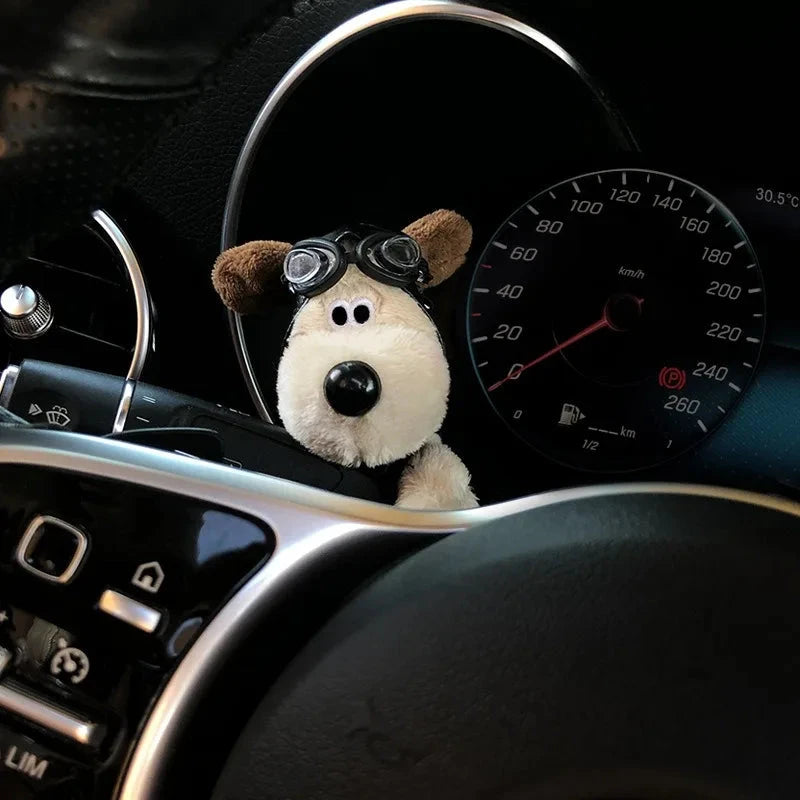 Plush Puppy Clutch Decoration Car Wiper Turn Signal Switch Ornaments kawaii Bowknot Dog Car Wiper Doll Auto Interior Accessories Econic Blanks