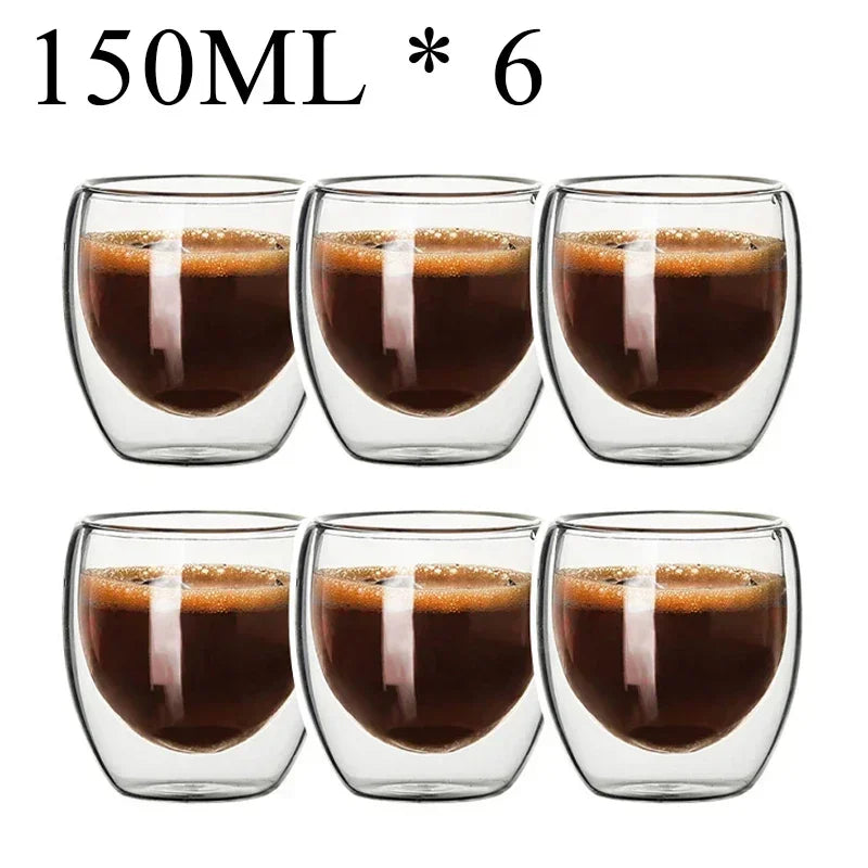 2-18PCS Double Wall High Borosilicate Glass Mug Heat Resistant Tea Milk Juice Coffee Water Cup Bar Drinkware Gift Creativity Set Quick Pick Grocers