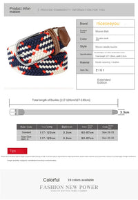 107/120/130CM Fashion Female Elastic Casual Stretch Woven Belt Unisex Canvas Elastic Belts for Women Jeans Pin Buckle Men Belt Quick Pick Grocers