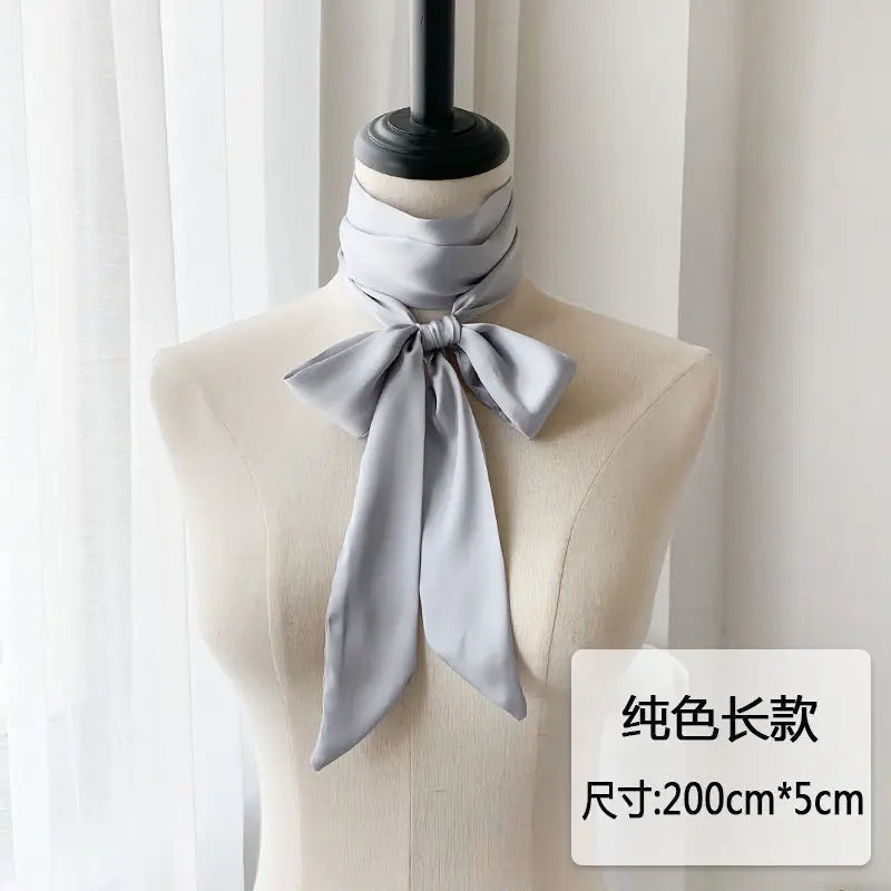 5x200cm Satin Silk Narrow Scarf Neckerchief Solid Neck Scarves Long Silk Thin Scarf Head Neck Hair Band Bag Ribbon Headbands DIY Quick Pick Grocers