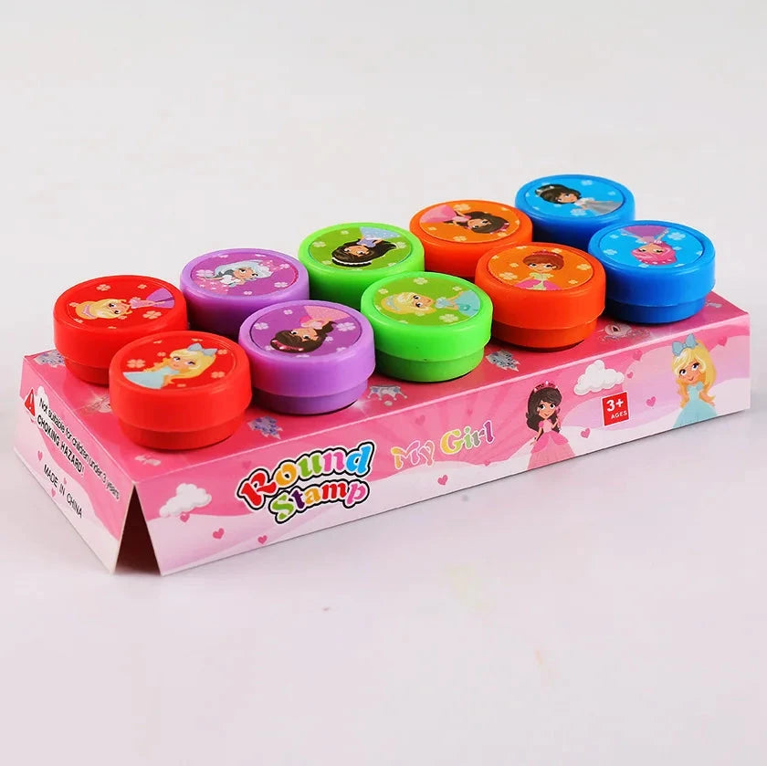 10pcs Assorted Stamps for Kids Self-ink Stamps Children Toy Stamps Smiley Face Seal Scrapbooking DIY Painting Photo Album Decor Econic Blanks